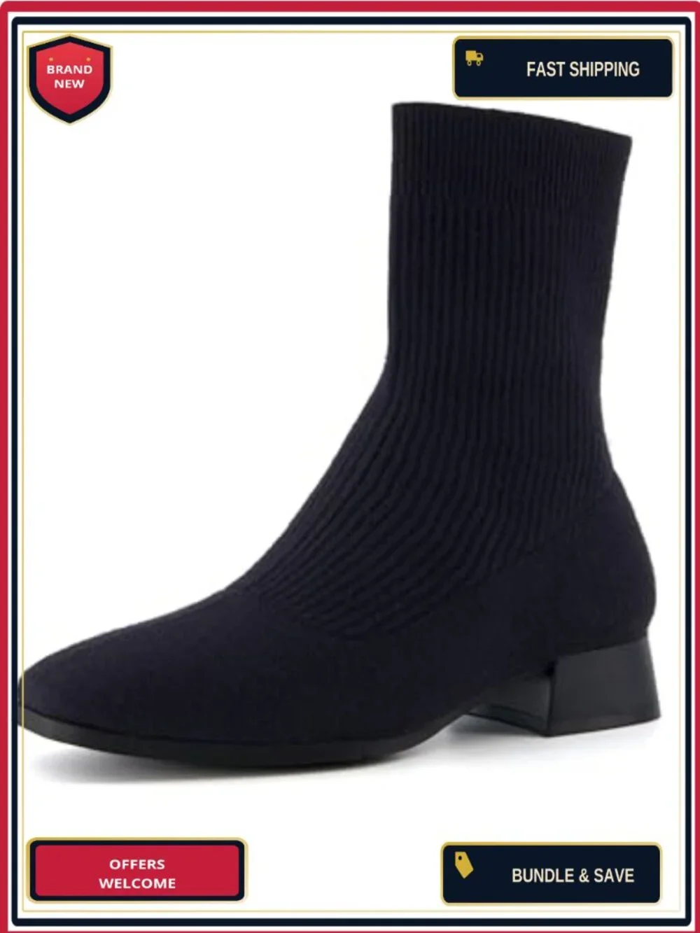 Cushionaire Women's Knit Ankle Boot, Block Heel, Memory Foam, Pull-On